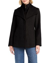 Vince Camuto - Short Wool Coat With Fixed Bib - Lyst