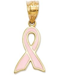 Macy's - 14k Gold Charm, Pink Awareness Ribbon Charm - Lyst