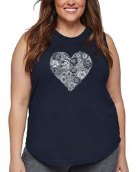 LA Pop Art - Plus Size Heart Flowers Word Art Tank Top - Lyst