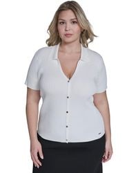 Calvin Klein - Plus Size Collared Short-sleeve Sweater - Lyst