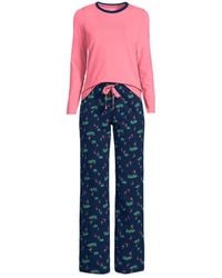 Lands' End - Knit Pajama Set Long Sleeve T-shirt And Pants - Lyst