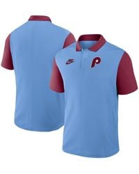Nike - Light Blue/burgundy Philadelphia Phillies Cooperstown Collection Color-block Victory Performance Polo Shirt - Lyst