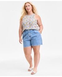 On 34th - Trendy Plus Size Floral Print Tank Top Denim Shorts Exclusively At Macys - Lyst