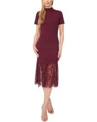 Cece - High-neck Lace Midi Sweater Dress - Lyst
