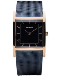 Bering Ladies' Classic Tank Case And Mesh Watch - Blue