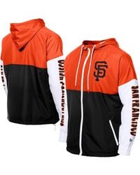 KTZ - Black/orange San Francisco Giants Color Block Full-zip Hoodie Windbreaker Jacket - Lyst
