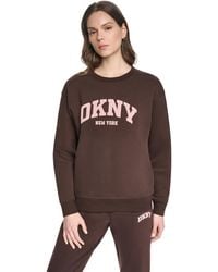DKNY - Varsity Puff Logo Crewneck Sweatshirt - Lyst