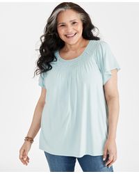Style & Co. - Plus Size Gathered Scoop-neck Flutter-sleeve Top - Lyst