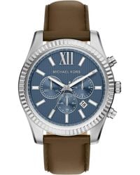 Michael Kors - Lexington Chronograph Leather Watch - Lyst