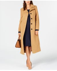 Anne Klein Petite Single-breasted Maxi Coat - Natural