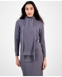 Anne Klein - Cable-knit Long-sleeve Scarf Sweater - Lyst