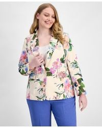Tahari - Plus Size Floral Print Single-button Blazer - Lyst