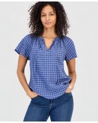 Style & Co. - Seersucker Split-neck Flutter Sleeve Top - Lyst