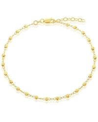 Simona - Sterling Silver Diamond Cut Beaded Anklet - Lyst