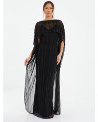 Quiz - Embelleshed Mesh Evening Dress With Detachable Cape - Lyst