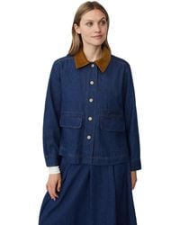 Masai - Long Sleeve Velvet Collared Denim Jacket - Lyst