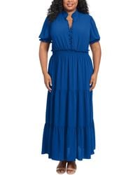 London Times - Plus Size Smocked Tiered Maxi Dress - Lyst
