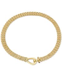 Macy's Black Spinel Horseshoe Clasp Panther 17" Collar Necklace In 14k Gold-plated Sterling Silver - Metallic
