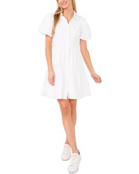 Cece - Collared Puff-sleeve Tiered Shirtdress - Lyst
