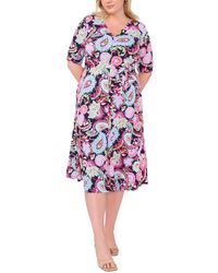 Msk - Plus Size Paisley-print Midi Dress - Lyst