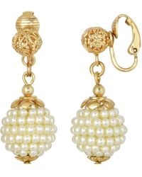 2028 - Gold-tone Beaded Imitation Pearl Drop Earrings - Lyst