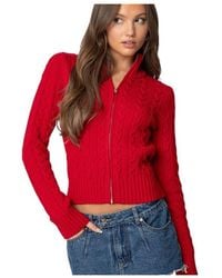 Edikted - Ryn Zip Up Cable Knit Cardigan - Lyst