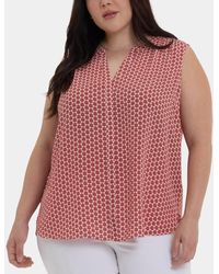 NYDJ - Plus Size Sleeveless Pintuck Split Neck Top - Lyst