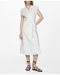 Mango - Bow Linen-blend Dress - Lyst