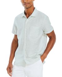 Nautica - Striped Short-sleeve Button-up Linen Shirt - Lyst