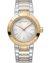 DKNY - Eastside Logo Silver Dial Gold Two-tone Stainless Steel Bracelet Watch 36mm - Lyst