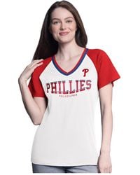 G-III 4Her by Carl Banks - Â White/red Philadelphia Phillies Ball Park Raglan V-neck T-shirt - Lyst