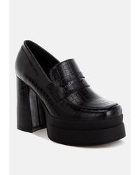 LONDON RAG - Edwina Chunky Penny Strap Heeled Loafers - Lyst