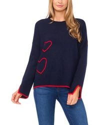 Cece - Crewneck Heart Embroidered Sweater - Lyst