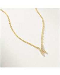 UNCOMMON JAMES - 14k Gold-plated Pave Initial Necklace - Lyst