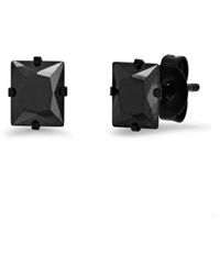 Steeltime - Ip Stainless Steel And Simulated Diamonds Stud Earrings - Lyst