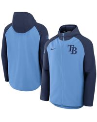 Nike - Light Blue/navy Tampa Bay Rays Authentic Collection Raglan Performance Full-zip Jacket - Lyst