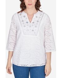 Ruby Rd. - Petite Embellished Paisley Eyelet Top - Lyst