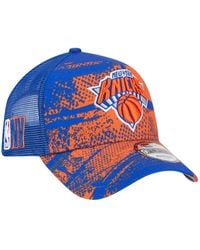 KTZ - Blue/orange New York Knicks Tip Off A-frame Trucker 9forty Adjustable Hat - Lyst