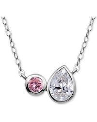 Giani Bernini - Black & White Cubic Zirconia Round & Pear Two Stone Pendant Necklace - Lyst