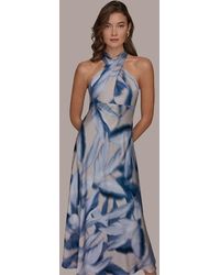 Donna Karan Dot Print Tie Neck A Line Dress in Brown | Lyst Donna Karan Dot Print Tie Neck A Line Dress in Brown | Lyst