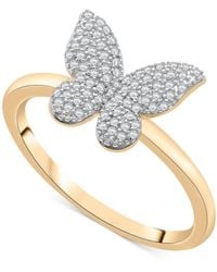Wrapped in Love ? Diamond Butterfly Ring (1/6 Ct. T.w.) In 14k Gold, Created For Macy's - Metallic
