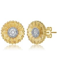 Rachel Glauber - Stylish 14k Gold Plated And Cubic Zirconia Floral Stud Earrings - Lyst