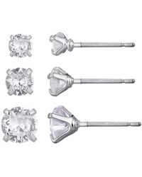Adornia - Cubic Zirconia Three-solitaire Stud Earring Set - Lyst