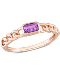 Macy's - 10k Yellow Gold Plated Or 10k Rose Gold Plated Amethyst Link Ring - Lyst