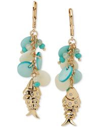 Lonna & Lilly - Gold-tone Mixed Bead & Disc Pave Sea-motif Charm Linear Drop Earrings - Lyst