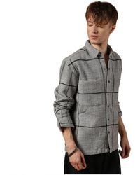 Campus Sutra - Moon Graph-check Waffle Overshirt - Lyst