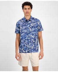 Sun & Stone - Sun + Stone Marley Short Sleeve Abstract Print Linen Blend Button-front Shirt - Lyst