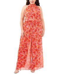 Vince Camuto - Plus Size Floral Print Halter Neck Sleeveless Jumpsuit - Lyst