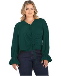 Standards & Practices - Plus Size Long Flute Sleeve V-neck Blouse Tops - Lyst