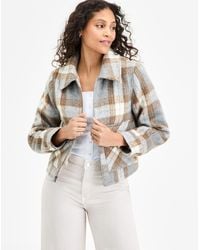 BCBGMAXAZRIA - Plaid Collared Zip-front Coat - Lyst